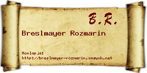 Breslmayer Rozmarin névjegykártya